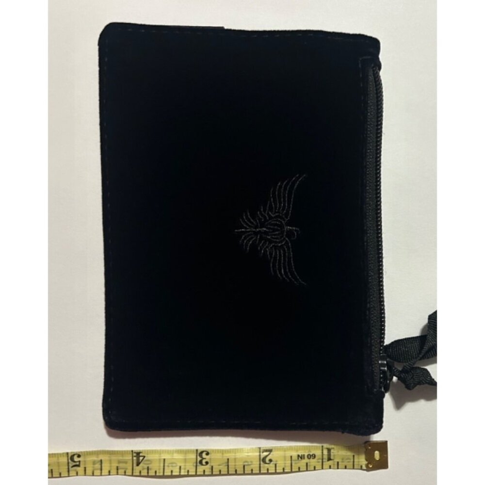 Apatchy London Small Black Velvet Coin Purse With Embroidered Logo & Zipper Clos - Picture 6 of 8